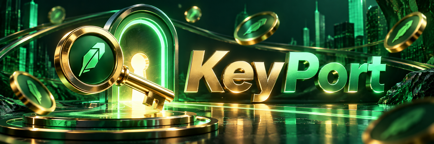 KeyPort golden key and green portal banner